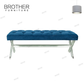 Neueste Design Blue Fabric Tufted Ottoman Bank mit Metallrahmen